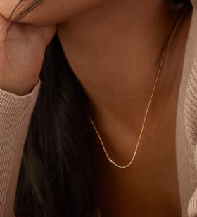 Alternate view of Gold Vermeil Riva Diamond Wave Necklace adjustable 48cm/18' - Diamond - Monica Vinader