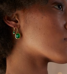 MV Siren™ Muse Green Onyx Baguette Charm Mini Huggie Earrings - Monica Vinader