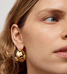 Alternate view of Gold Vermeil Nomade Bold Medium Hoops - Monica Vinader