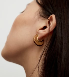 Alternate view of Gold Vermeil Kate Young Reversible Gemstone Hoops - Tigers Eye - Monica Vinader