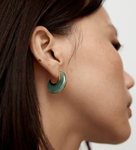 Alternate view of Gold Vermeil Kate Young Reversible Gemstone Hoop Earrings - Green Aventurine - Monica Vinader