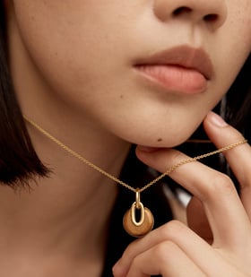 Alternate view of Gold Vermeil Kate Young Gemstone Pendant - Tigers Eye - Monica Vinader