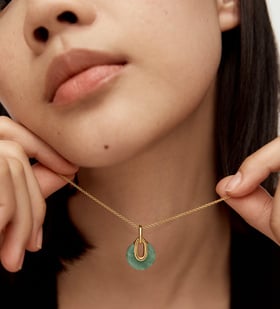 Alternate view of Gold Vermeil Kate Young Gemstone Pendant - Green Aventurine - Monica Vinader