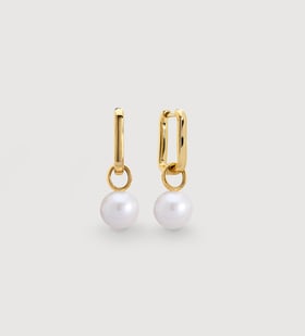 Alta Round Pearl Mini Huggie Earrings - Monica Vinader