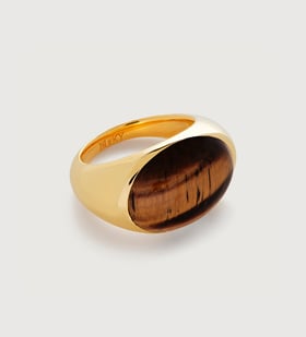 Gold Vermeil Kate Young Gemstone Ring - Tigers Eye - Monica Vinader