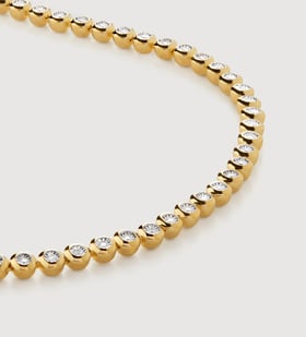 Gold Vermeil Round Diamond Tennis Necklace - Lab Grown Diamond - Monica Vinader