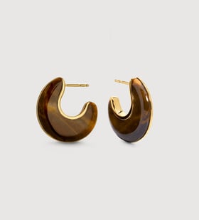 Gold Vermeil Kate Young Reversible Gemstone Hoops - Tigers Eye - Monica Vinader