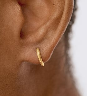Alternate view of Gold Vermeil Antica Textured Mini Huggie Earrings - Monica Vinader