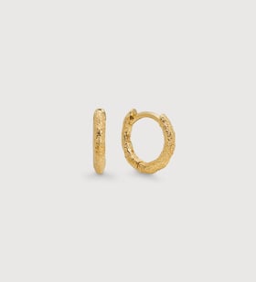 Gold Vermeil Antica Textured Mini Huggie Earrings - Monica Vinader