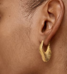 Alternate view of Gold Vermeil Antica Textured Medium Hoop Earrings - Monica Vinader