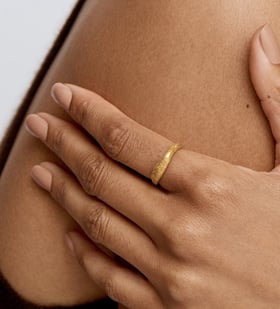 Alternate view of Gold Vermeil Antica Textured Stacking Ring - Monica Vinader