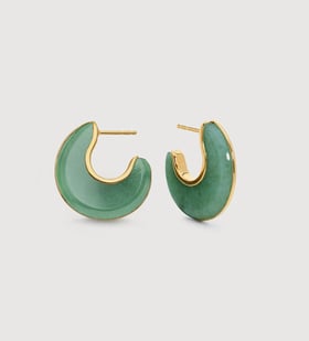 Gold Vermeil Kate Young Reversible Gemstone Hoop Earrings - Green Aventurine - Monica Vinader