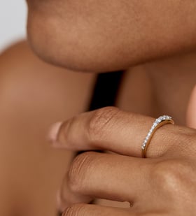 Alternate view of Gold Vermeil Riva Pavé Diamond Stacking Ring - Lab Grown Diamond - Monica Vinader