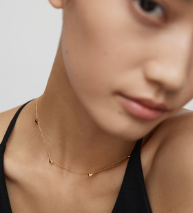 Alternate view of Gold Vermeil Heart Station Chain Necklace - Monica Vinader