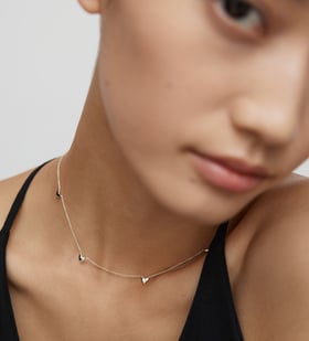Alternate view of Sterling Silver Heart Station Chain Necklace - Monica Vinader