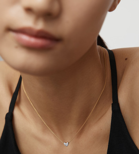 Alternate view of Gold Vermeil Heart Diamond Chain Necklace - Lab Grown Diamond - Monica Vinader