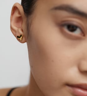 Alternate view of Gold Vermeil Heart Stud Earrings - Monica Vinader