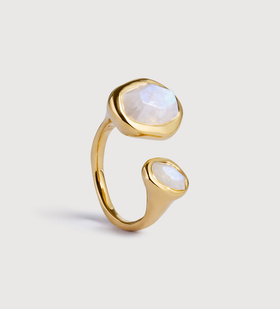 Gold Vermeil Odyssey Gemstone Open Ring - Moonstone - Monica Vinader