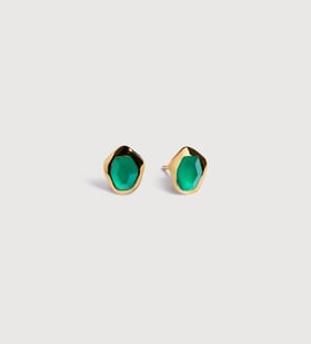 Gold Vermeil Odyssey Gemstone Stud Earrings - Green Onyx - Monica Vinader