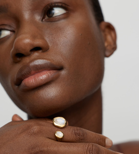Alternate view of Gold Vermeil Odyssey Gemstone Open Ring - Moonstone - Monica Vinader