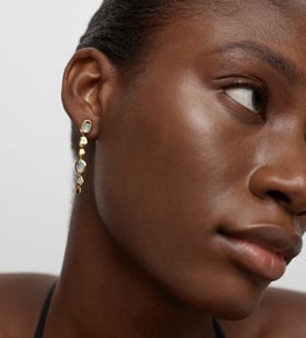 Alternate view of Gold Vermeil Odyssey Gemstone Pebbled Drop Earrings - Aquamarine - Monica Vinader
