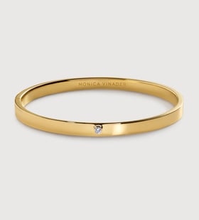 Gold Vermeil Solitaire Diamond Bangle - Lab Grown Diamond - Monica Vinader