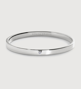 Sterling Silver Solitaire Diamond Bangle - Lab Grown Diamond - Monica Vinader