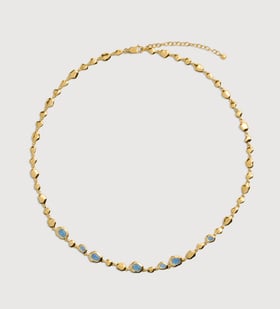 Gold Vermeil Odyssey Gemstone Pebbled Necklace - Aquamarine - Monica Vinader