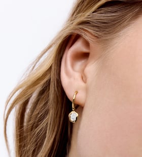 Alternate view of Gold Vermeil Odyssey Gemstone Huggie Earrings - Moonstone - Monica Vinader