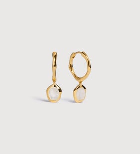 Gold Vermeil Odyssey Gemstone Huggie Earrings - Moonstone - Monica Vinader