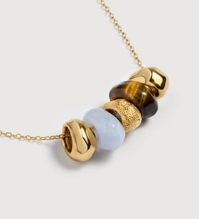 Freedom Multi Gemstone Beaded Necklace in 18k Gold Vermeil on