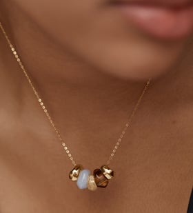 Freedom Multi Gemstone Beaded Necklace in 18k Gold Vermeil on