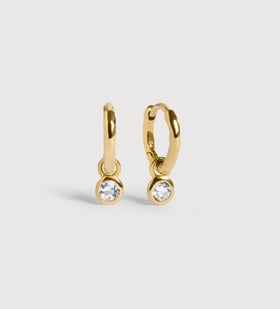 Gold Vermeil Gemstone Mini Huggie Earrings - White Topaz - Monica Vinader