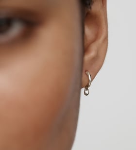 Alternate view of Sterling Silver Gemstone Mini Huggie Earrings - White Topaz - Monica Vinader