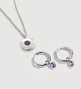 Feburary Birthstone Huggies & Necklace Set - Monica Vinader