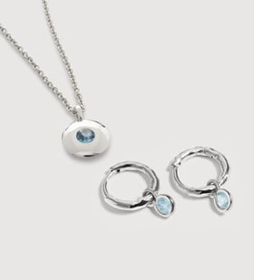 March Birthstone Huggies & Necklace Set - Monica Vinader