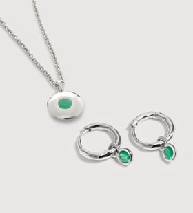 May Birthstone Huggies & Necklace Set - Monica Vinader