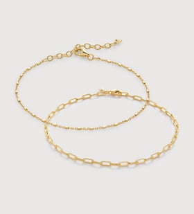 Paperclip & Barrel Station Chain Bracelet Set - Monica Vinader