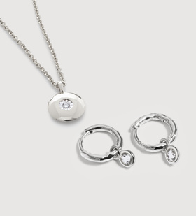 April Birthstone Huggies & Necklace Set - Monica Vinader