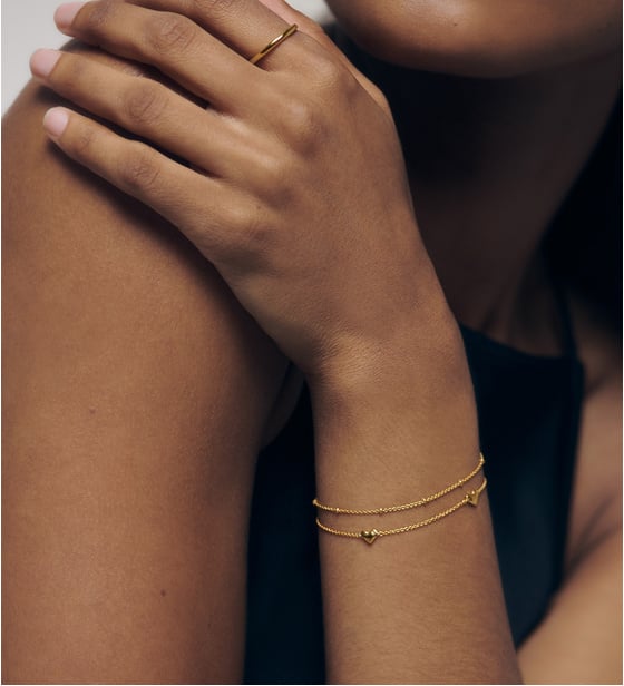 【MONICA VINADER】Heart Station Chain Bracelet ブレスレット Heart Station Chain Bracelet in 18k Gold Vermeil on Sterling