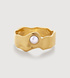 Gold Vermeil Capri Button Pearl Stacking Ring  - Pearl - Monica Vinader