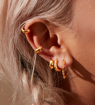 Alternate view of Gold Vermeil Siren Mini Huggie Earrings - Monica Vinader