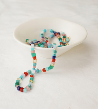 Alternate view of Gold Vermeil Freedom Beaded Gemstone Necklace adjustable 43-46cm/17-18" - Freedom Stones - Monica Vinader