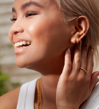 Alternate view of Siren Muse and Corda Green Onyx Mini Huggie Single Earring Stack - Monica Vinader