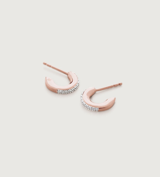 Rose Gold Vermeil Fiji Small Skinny Hoop Diamond Earrings - Diamond - Monica Vinader