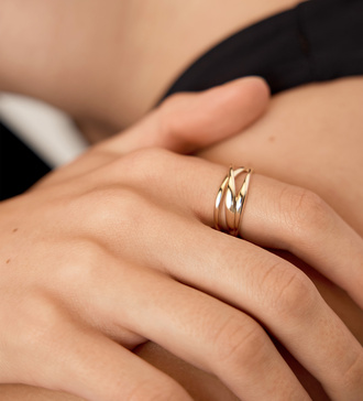 Alternate view of Gold Nura Crossover Ring - Monica Vinader