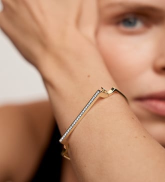 Alternate view of Gold MV Signature™ Diamond Slim Bangle - Lab Grown Diamond - Monica Vinader