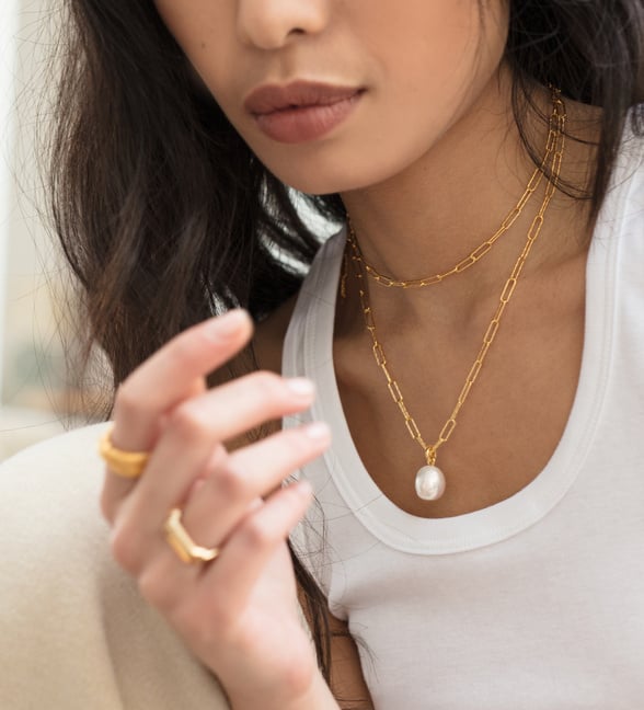 【MONICA VINADER】18Kローズゴールドヴェルメイユ ネックレス Curb Chain Necklace 46cm-50cm/18-20' in 18k Rose Gold