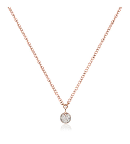 Rose Gold Vermeil Fiji Tiny Button Single Drop Diamond Necklace - Diamond - Monica Vinader