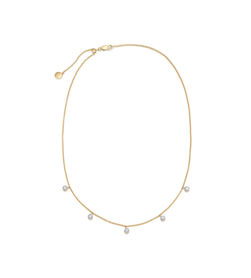 Gold Vermeil Fiji Tiny Button Diamond Necklace - Diamond - Monica Vinader